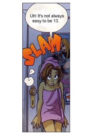 comic panel of Irma leaning on a door